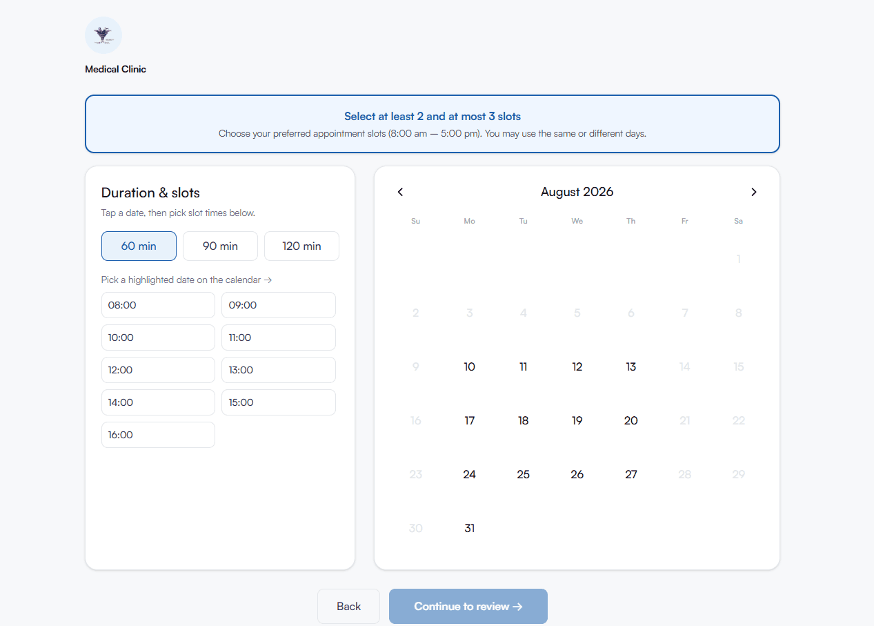 Assessco claimant self-scheduling against examiner availability